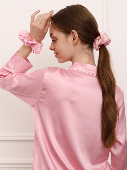 Rose Reverie | Premium Pink Satin Scrunchie